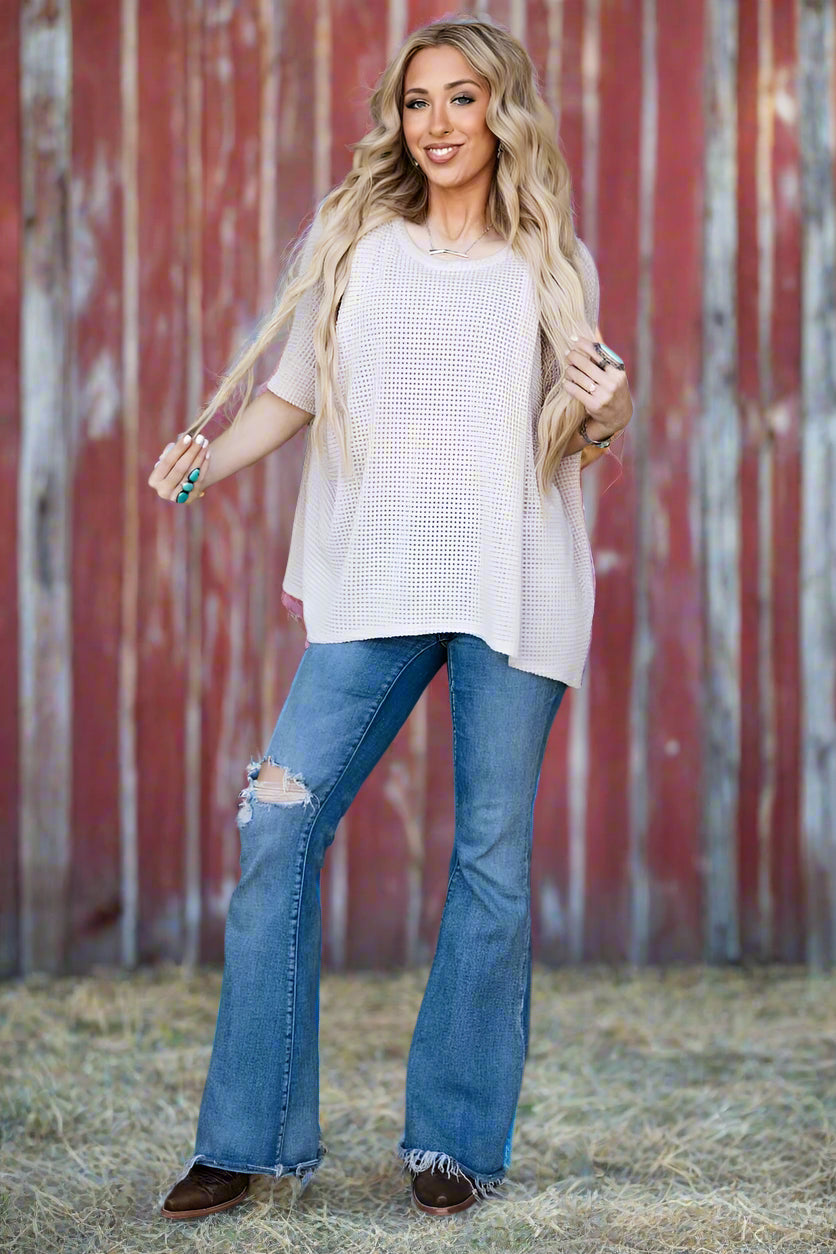 Oatmeal Waffle Oversized Top