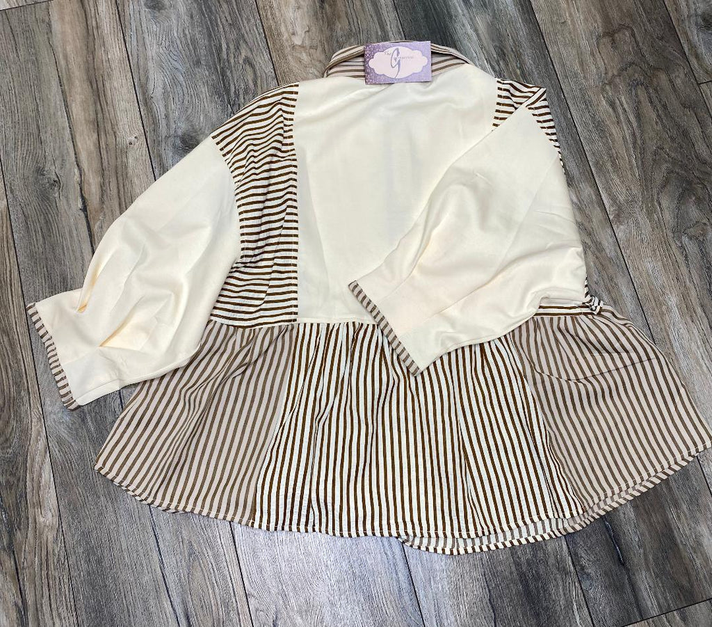 Half Sleeve Mixed Stripe Top