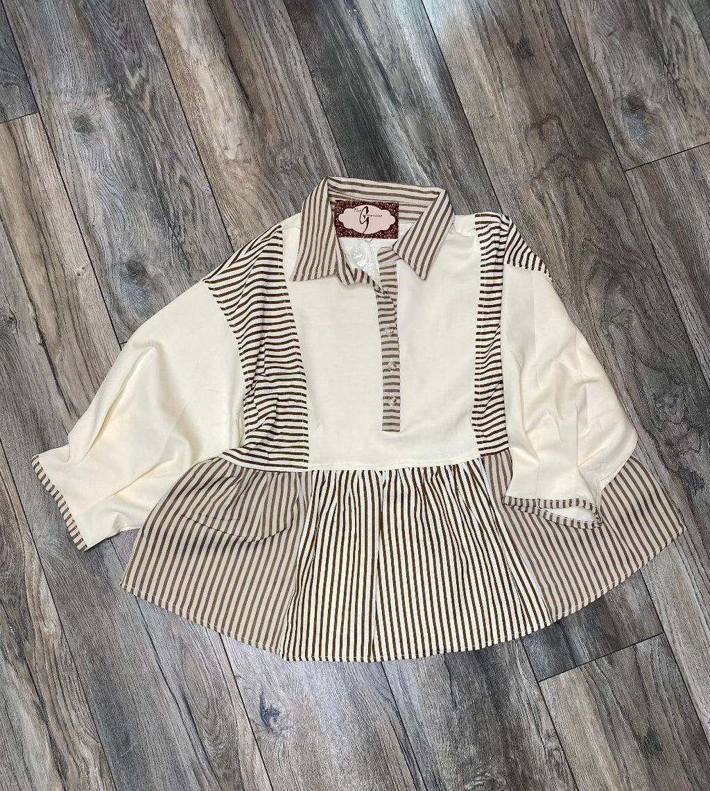 Half Sleeve Mixed Stripe Top