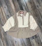 Half Sleeve Mixed Stripe Top