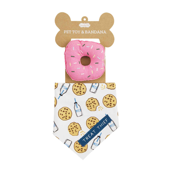 DONUT PET TOY AND BANDANA SET