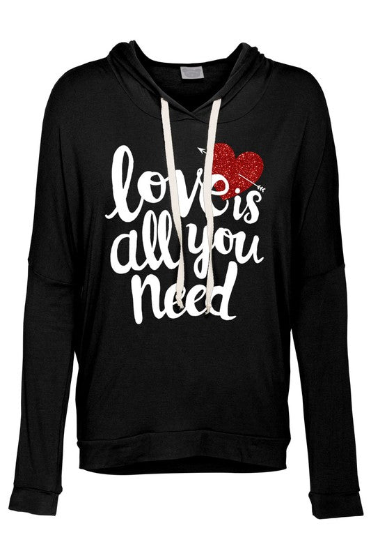 Love Is All You Need Hoodie in Black (Small)