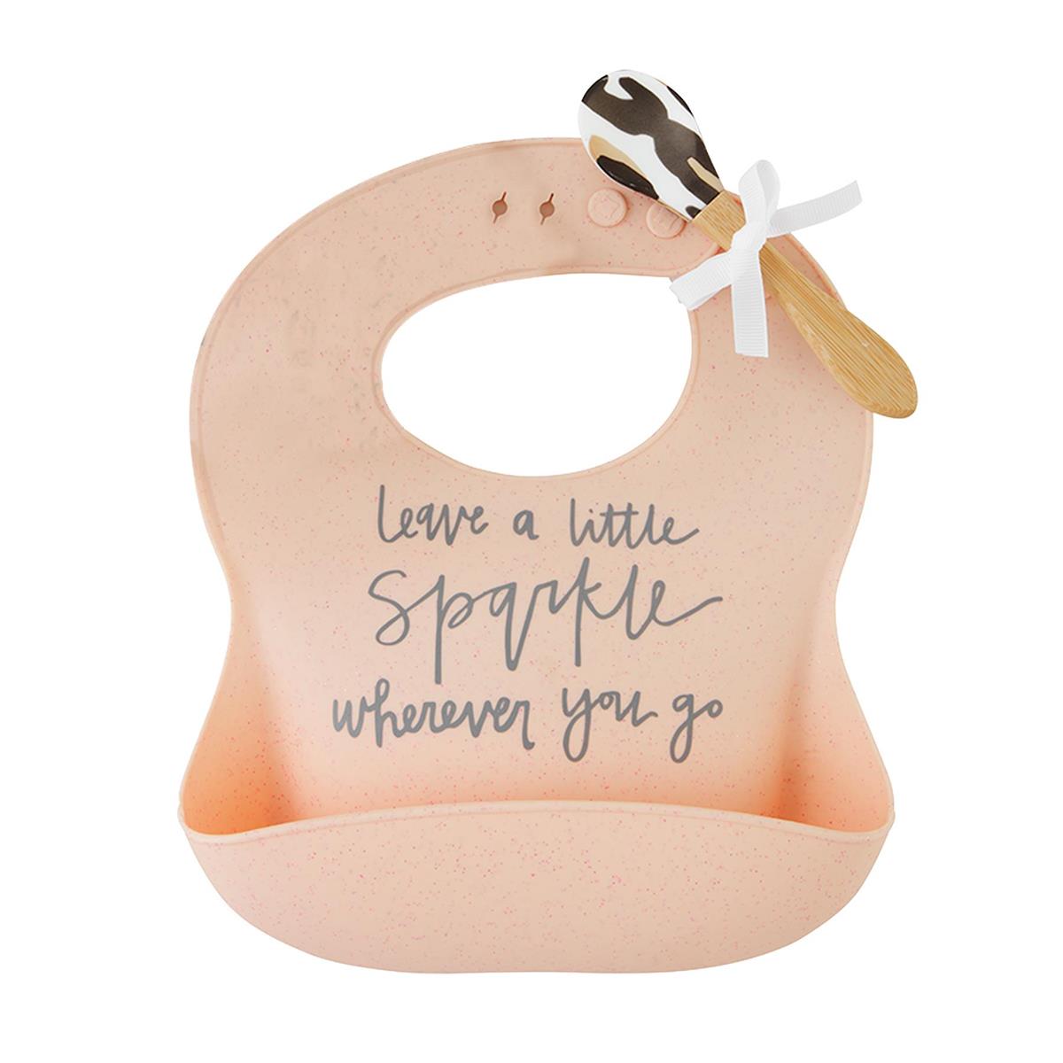 SPARKLE SILICONE BIB AND SPOON