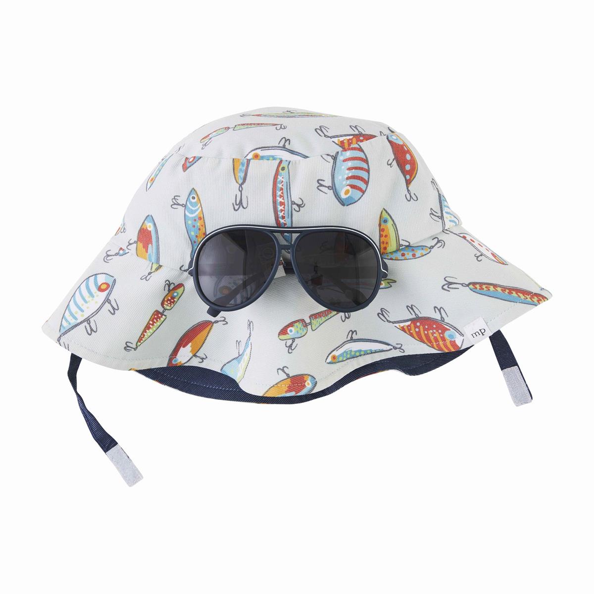 TODDLER FISHING LURE SUN HAT AND SUNGLASS SET