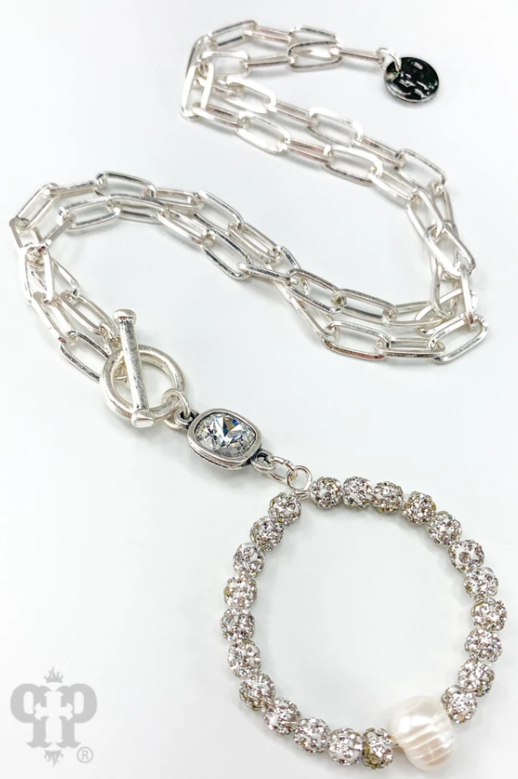 Caroline Necklace - White & Silver