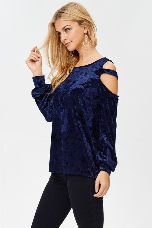 Crushed Velour Cold Sholder Top