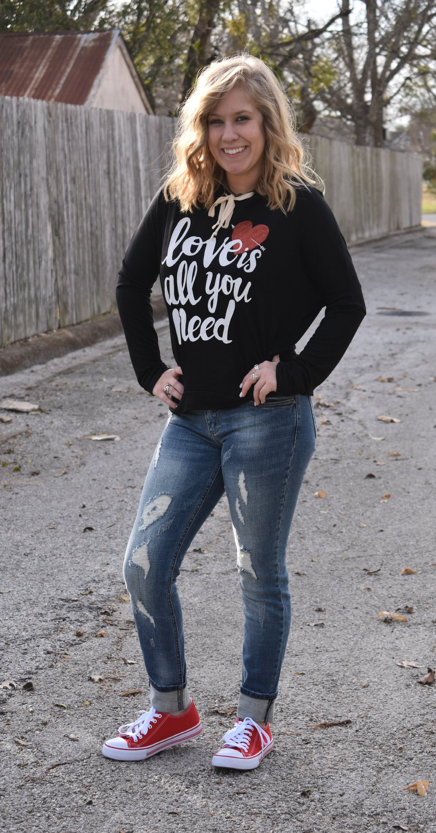 Love Is All You Need Hoodie in Black (Small)