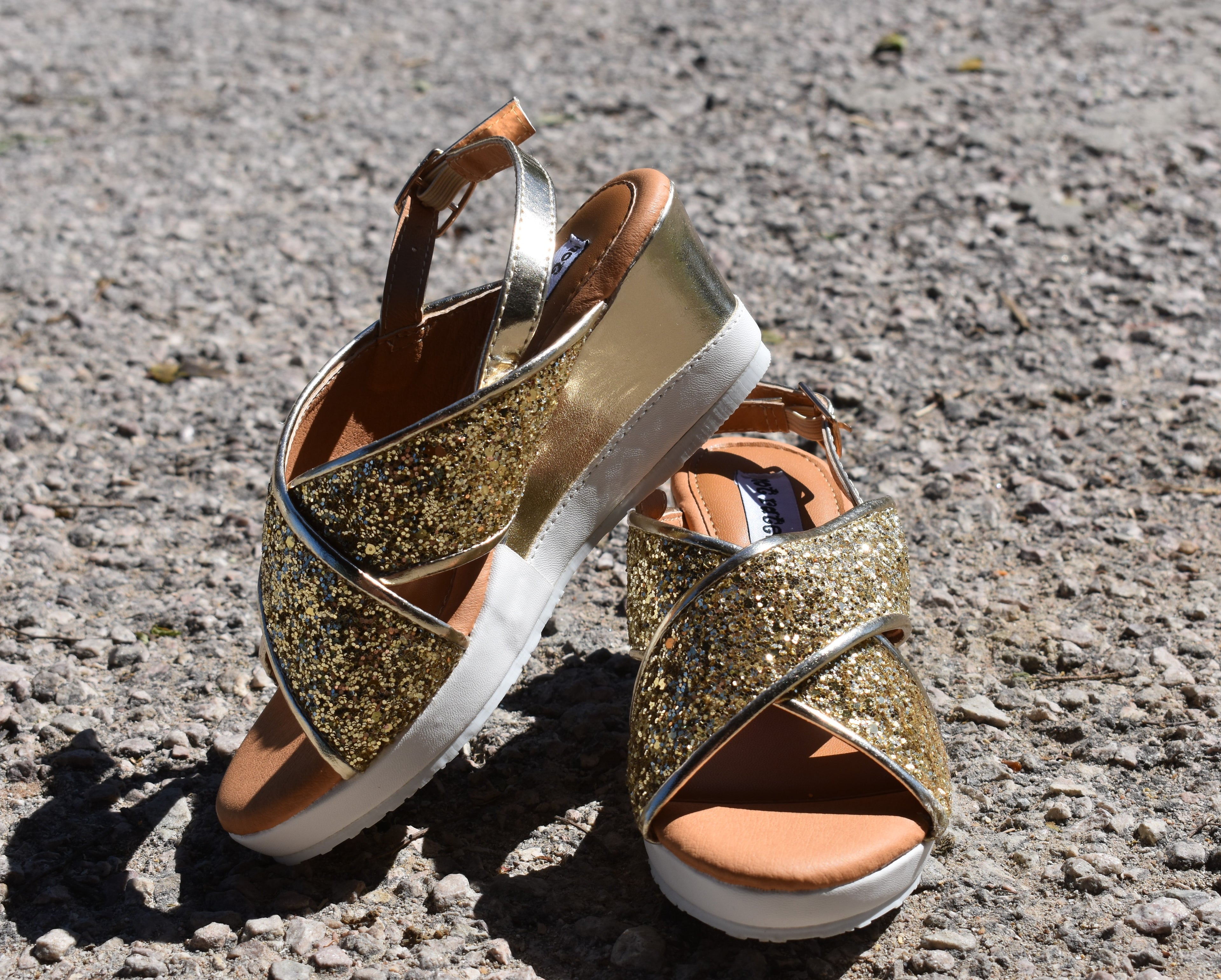 Glam Me Up NRKI113 Gold Kids Heels