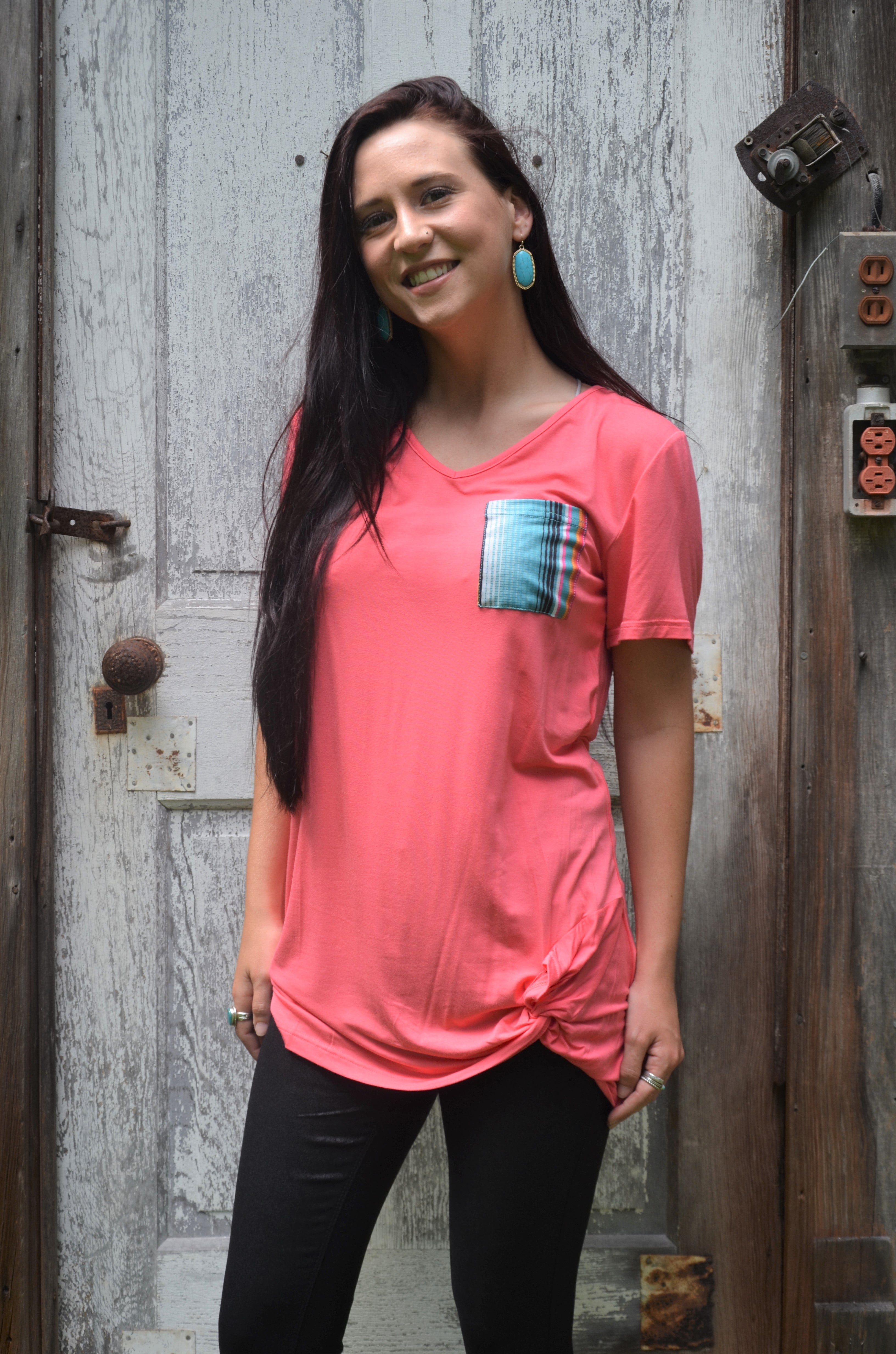 Coral Pocket Knot Top (Medium)