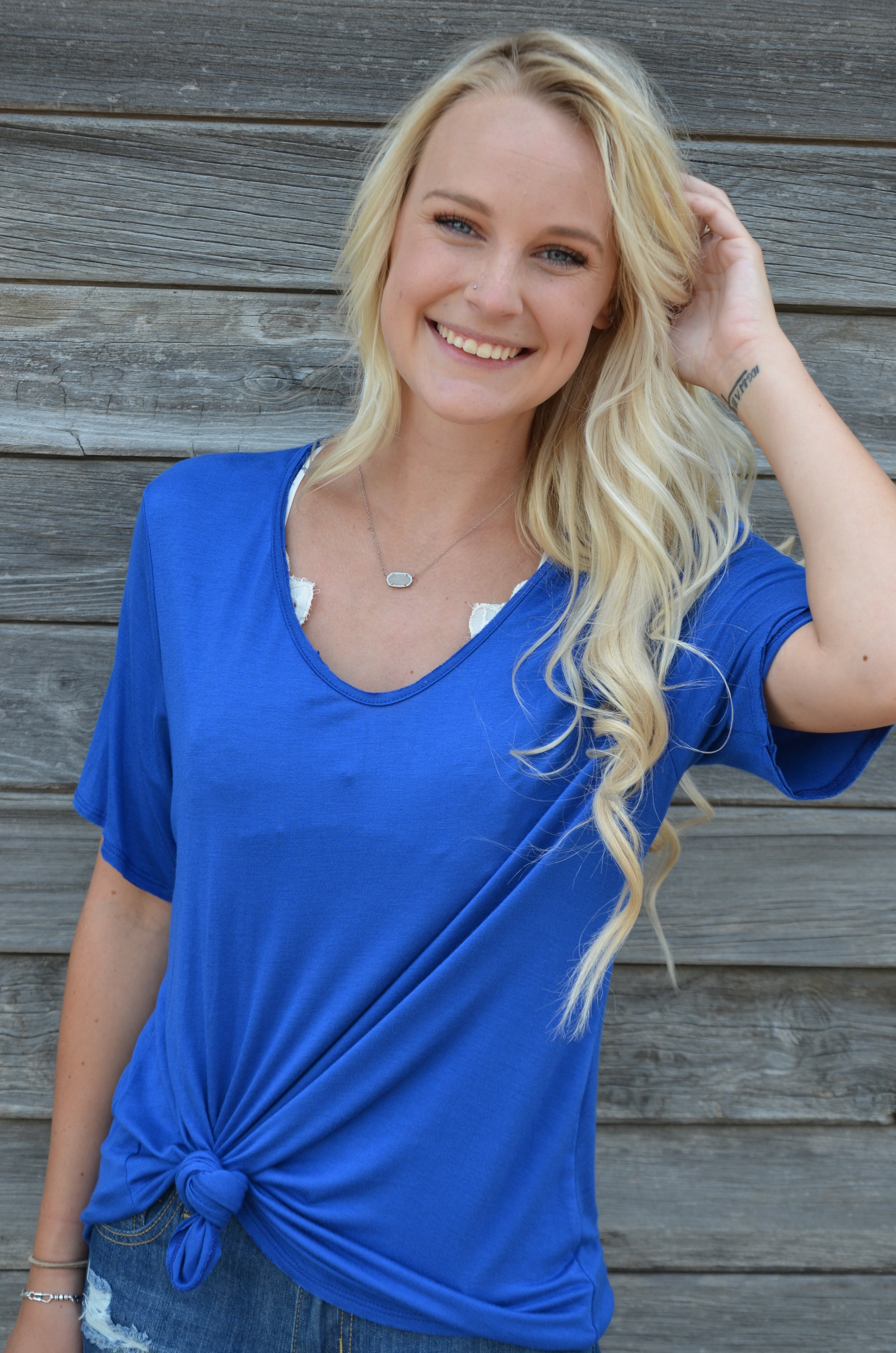 Navy Blue Scoop Neck Top (Small & Medium)