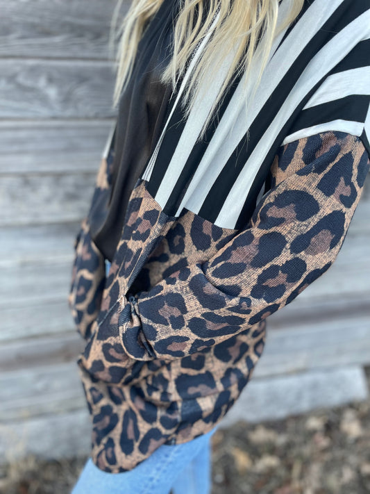 Striped Cheetah Cardigan