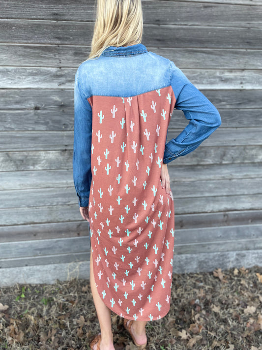 Denim Cactus Dress (Small & Large)