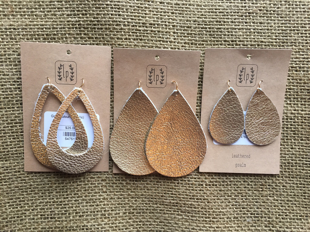 Leathered Psalm Gold Metallic Earrings
