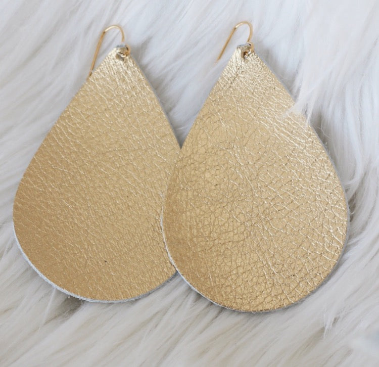 Leathered Psalm Gold Metallic Earrings