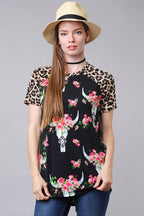 Leopard / Bull Print Raglan Top