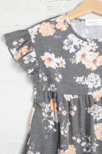 Olive Ruffle Short Sleeve Kids Dress