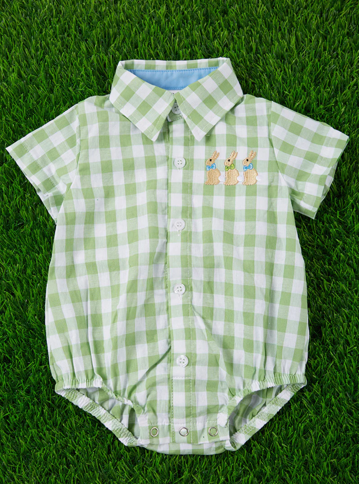 Easter Green Checkered Onesie