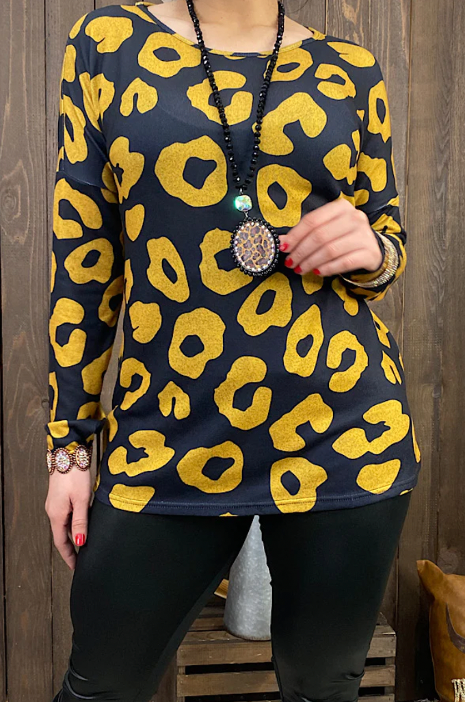 Black & Gold Leopard Top