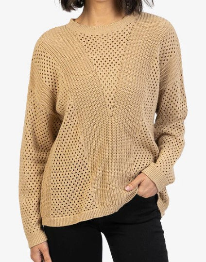 Tinsley Khaki Mesh Pullover