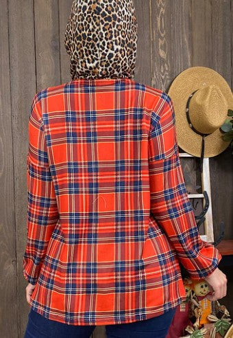 Red Plaid & Leopard Hoodie