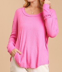 Pink Waffle Knit Raglan