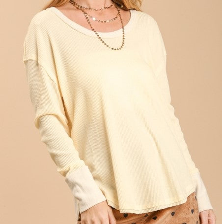 Vanilla Waffle Knit Raglan (Large)