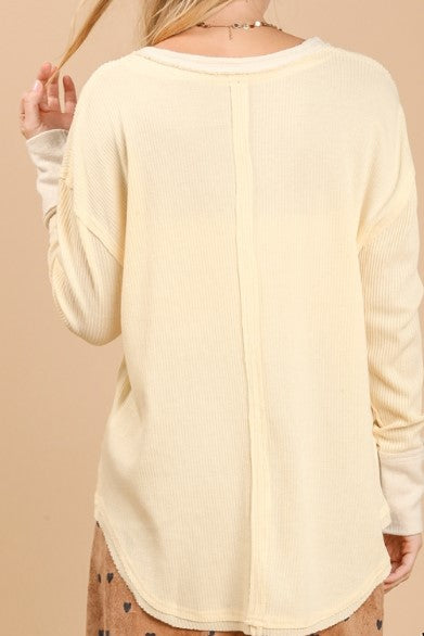 Vanilla Waffle Knit Raglan (Large)