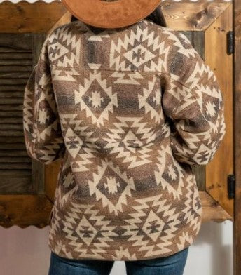 Brown Aztec Jacket with Pockets