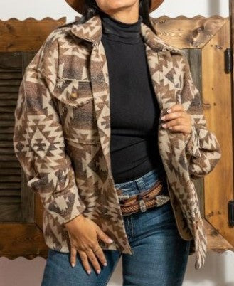 Brown Aztec Jacket with Pockets