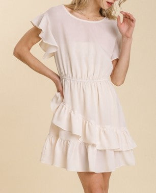 Off White Ruffle Dress