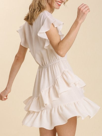 Off White Ruffle Dress