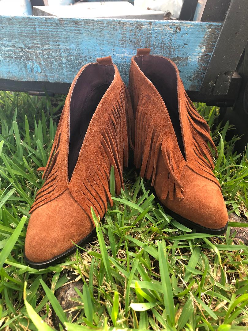 Leather Fringe Booties by L&B