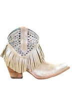 E1419 White Stud Fringe Booties
