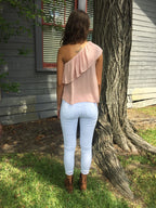 White Destroyed Cropped Ankle Jeans