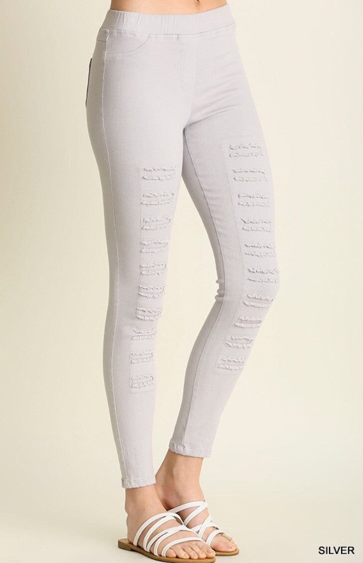 High Waist Distressed Jeggings