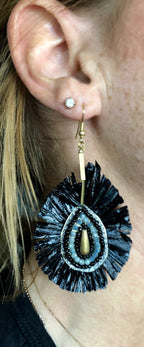 Teardrop Straw Tassel Earrings