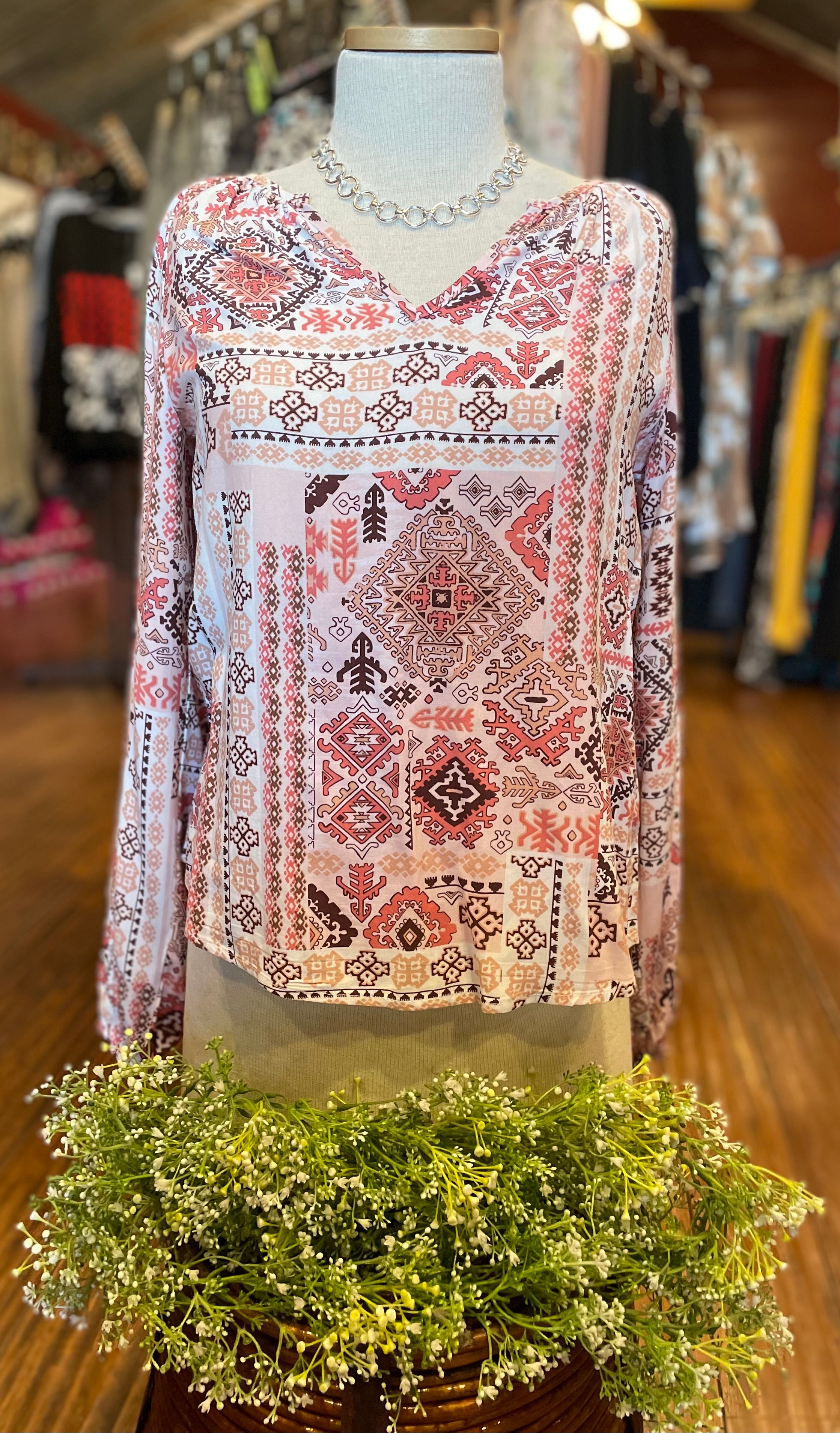 Pink Multi Woven Top