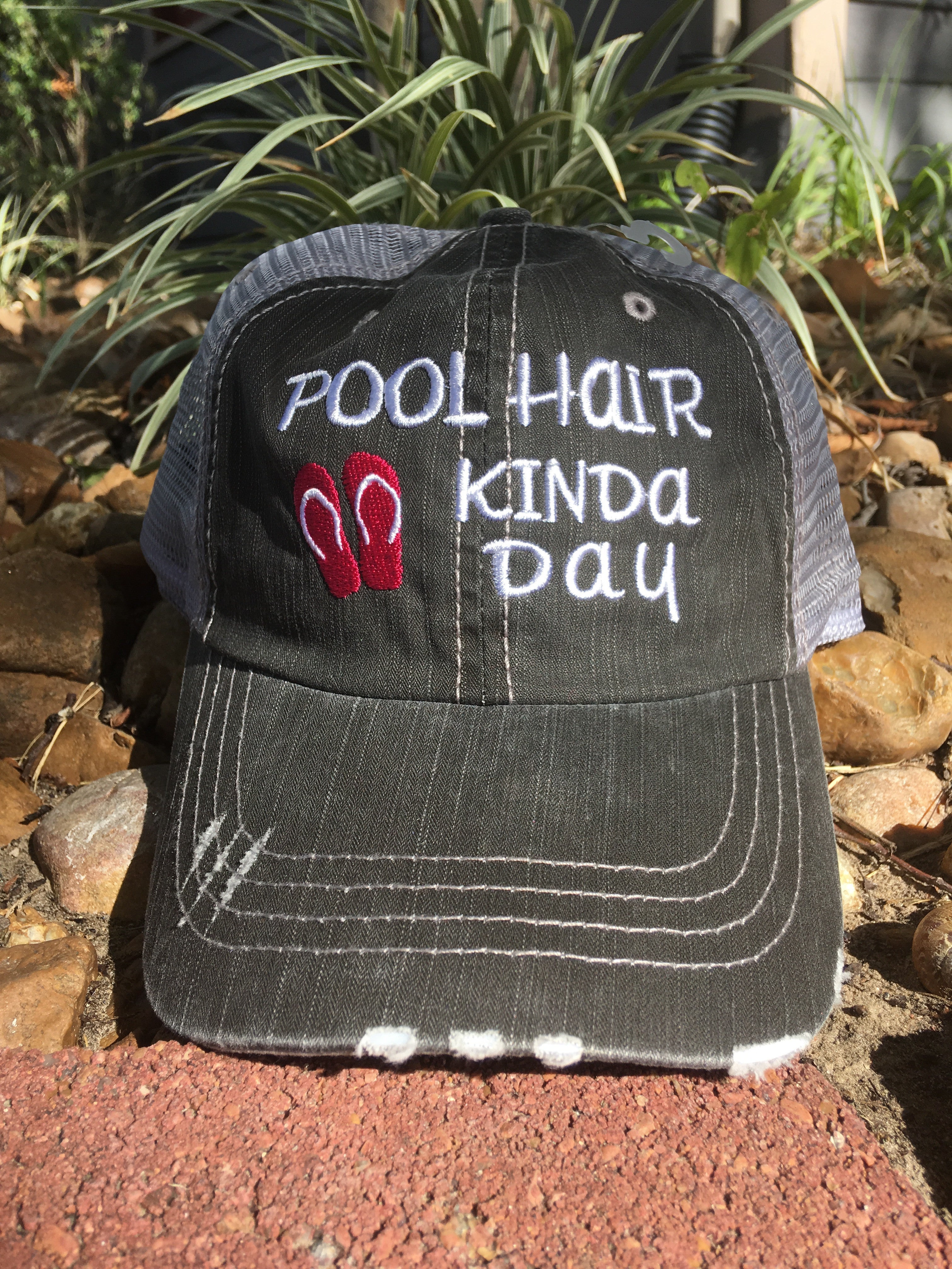 Embroidered "Pool Hair Kinda" Day