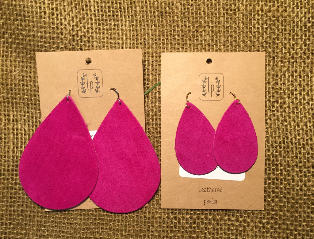 Leathered Psalm Magenta Suede Earrings