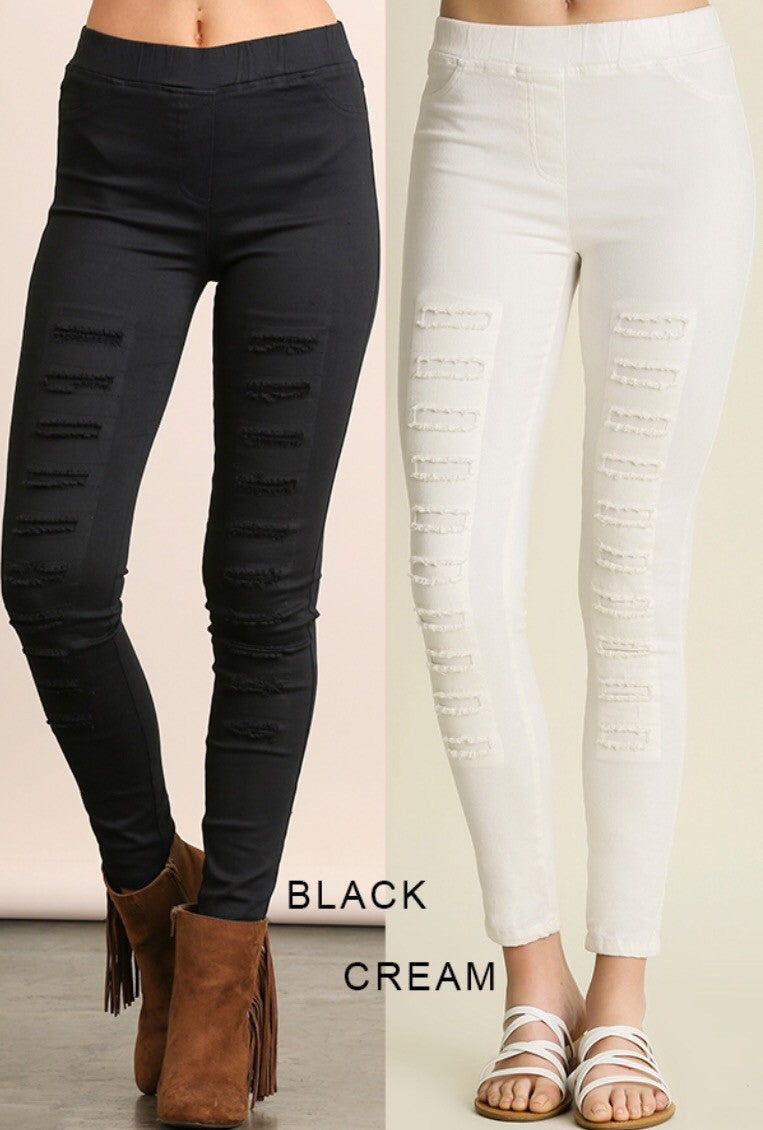 High Waist Distressed Jeggings