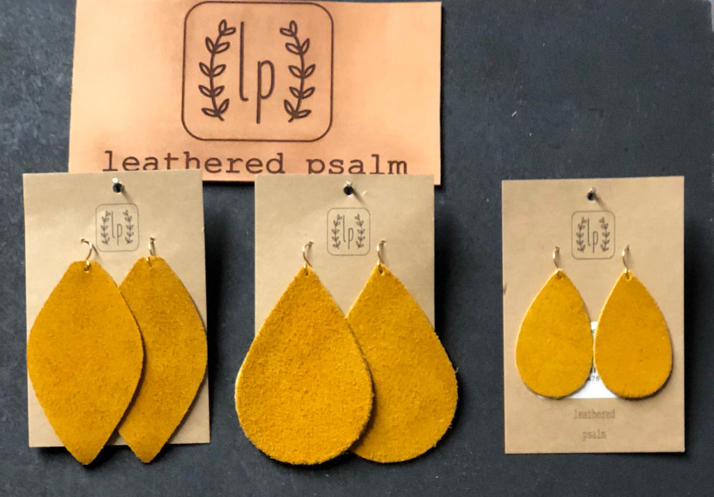 Leathered Psalm Mustard Suede Earrings