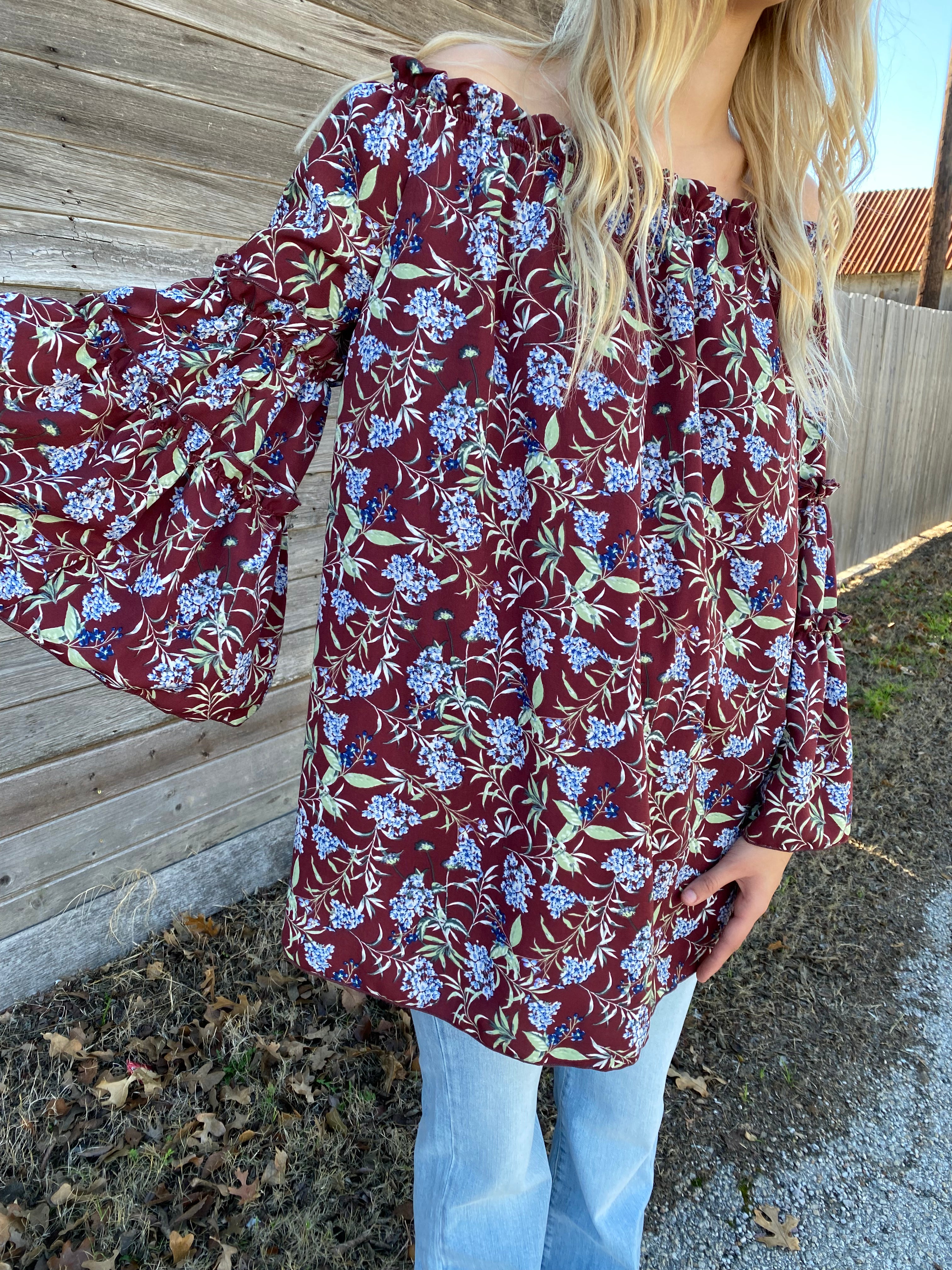 Maroon Bluebonnet Blouse