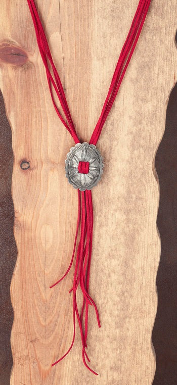 Adjustable Concho Leather Necklace