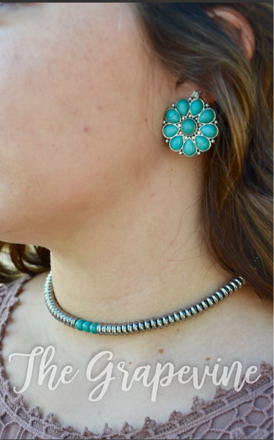 Silver Chocker with Turquoise Stones