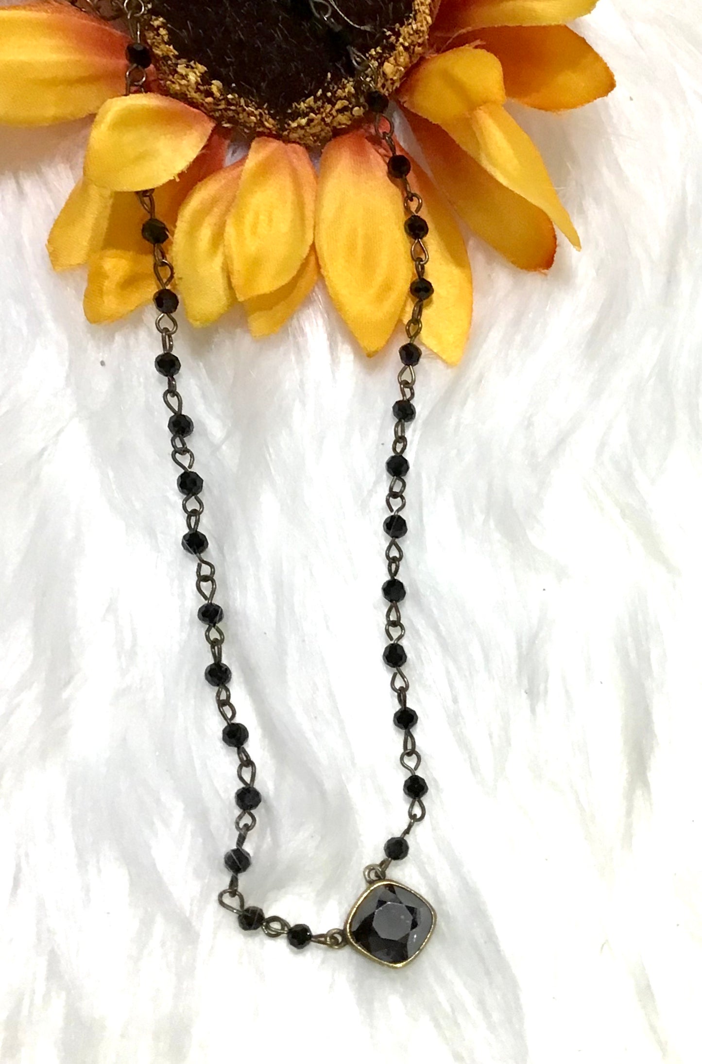 Black Crystal 16” necklace
