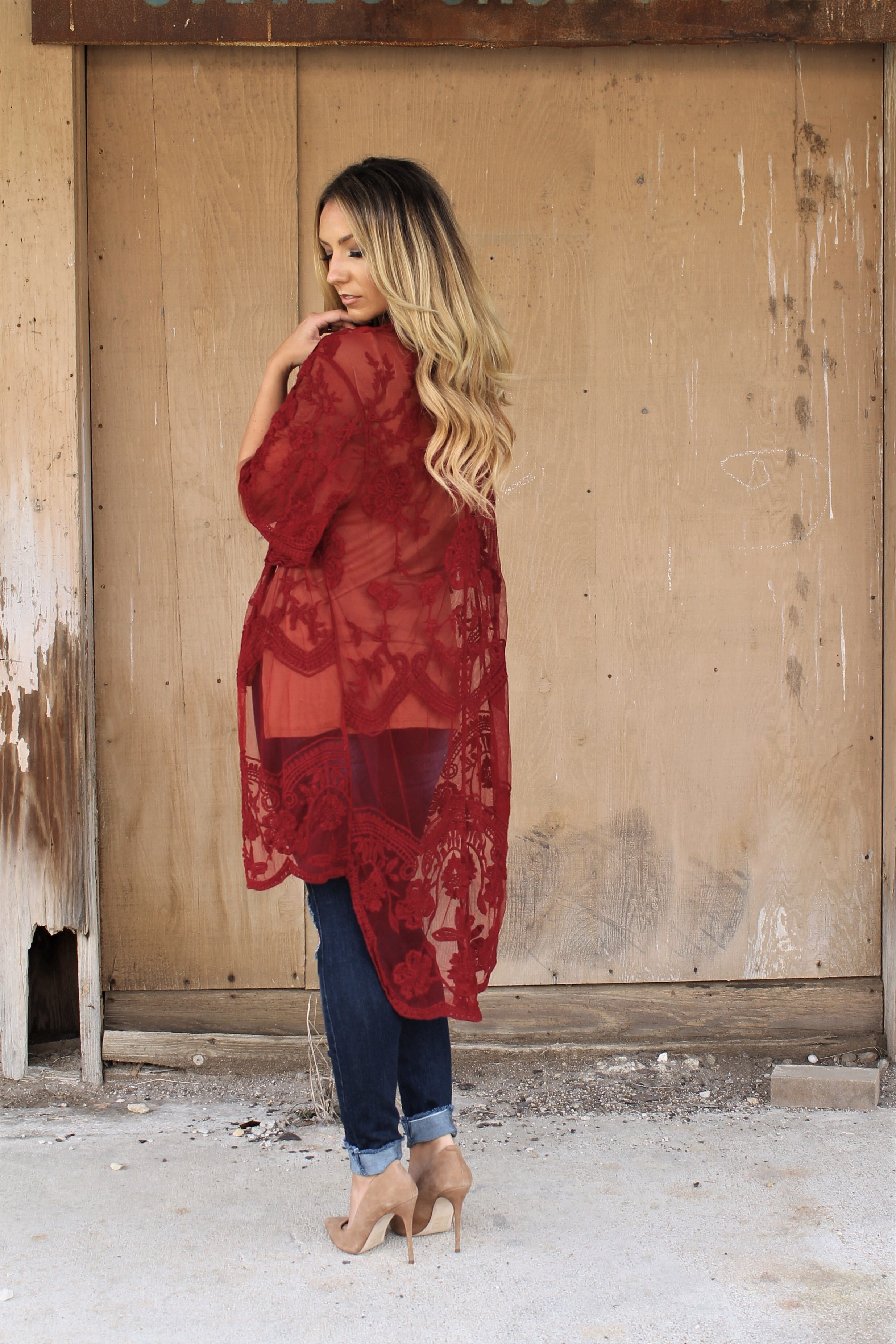 Hi-Lo Hem Lace Kimono