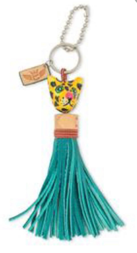 Consuela Paper Mache Tiger w/Turquoise Leather Fringe 1032