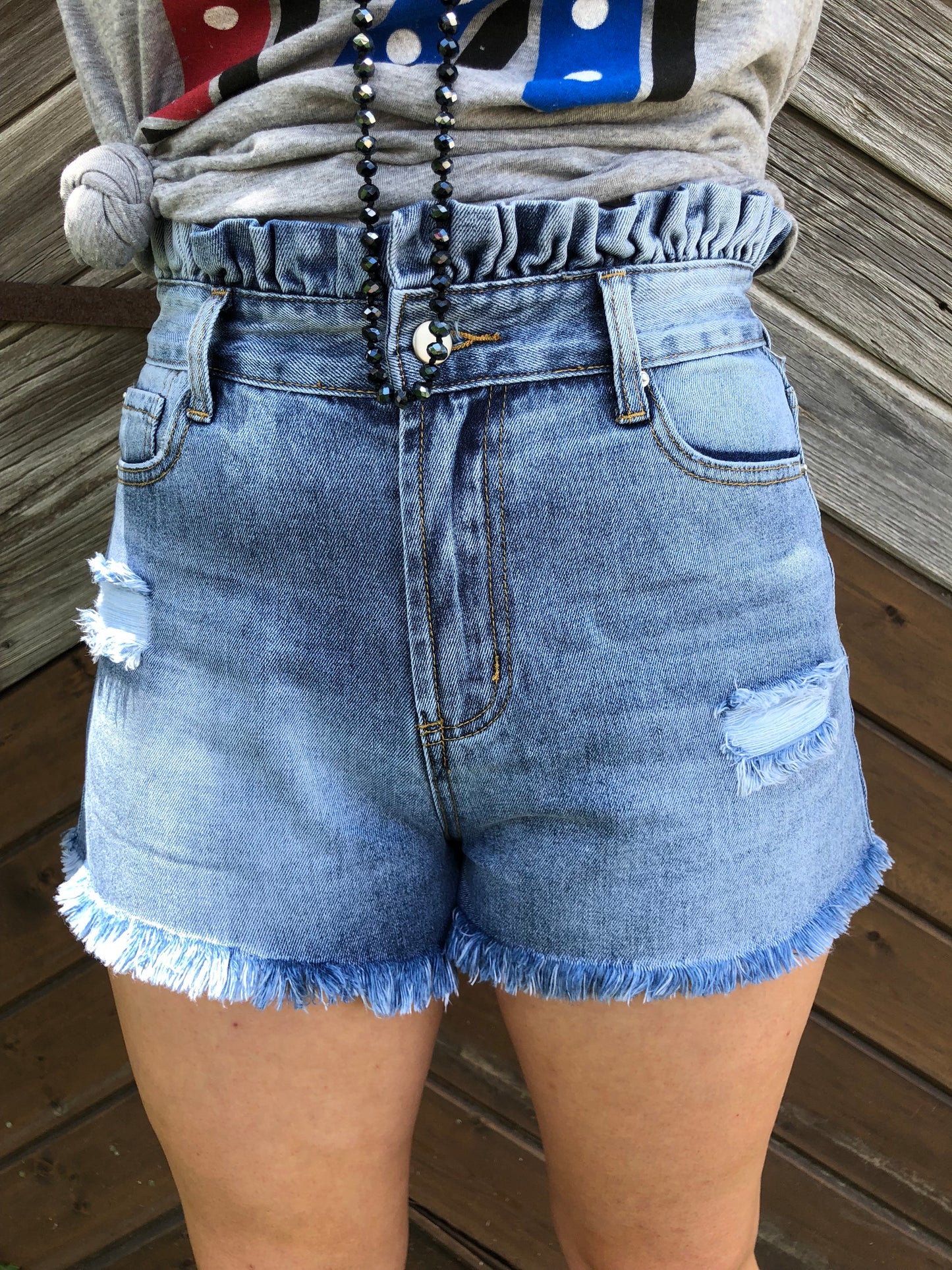 Distressed High Waisted Shorts