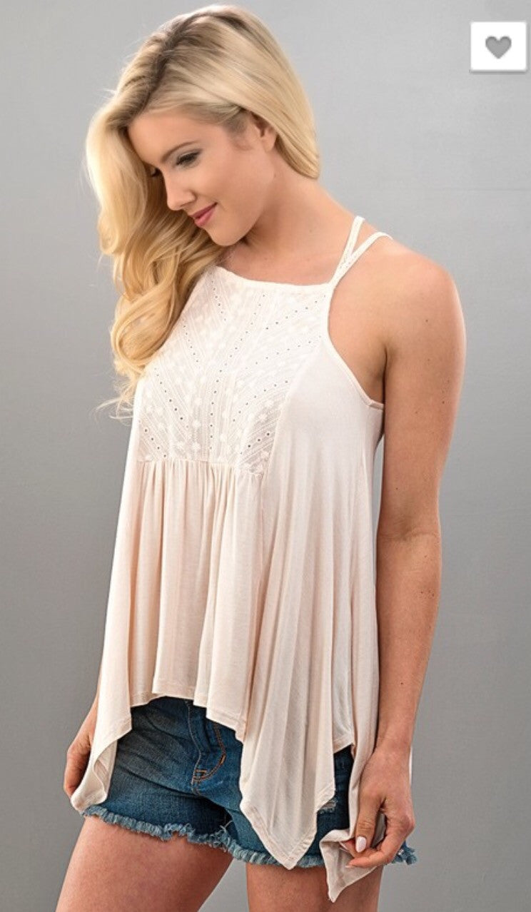 Shark Bite Spaghetti Strap Swing Top