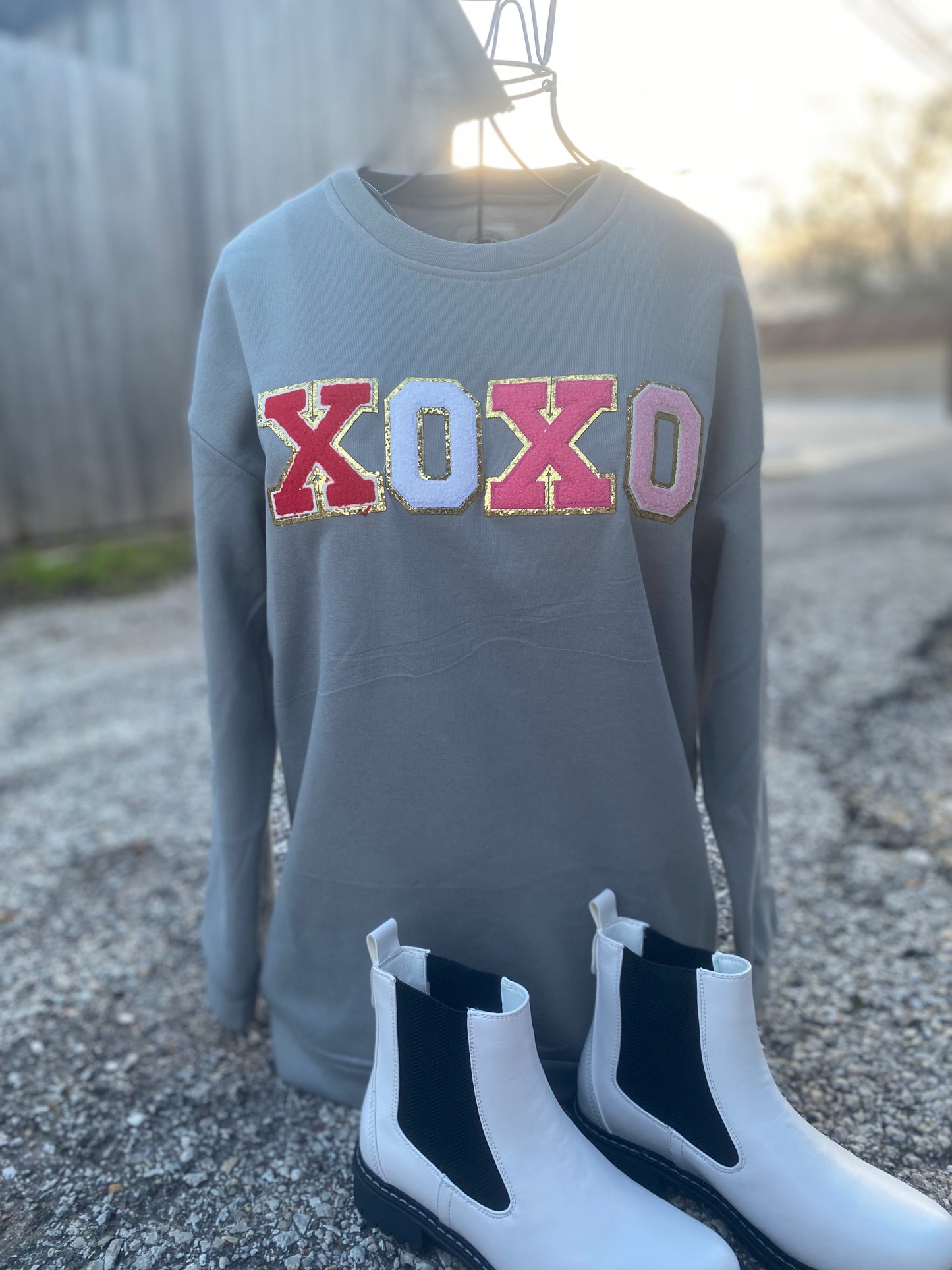 XOXO Patch Gray Sweatshirt